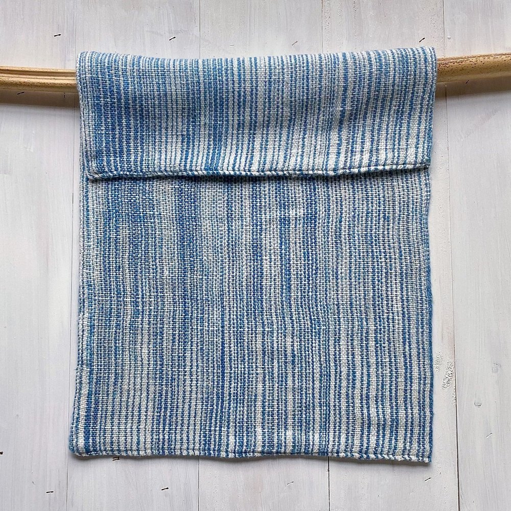 Indigo & Natural Cotton Stripe Hand Towel